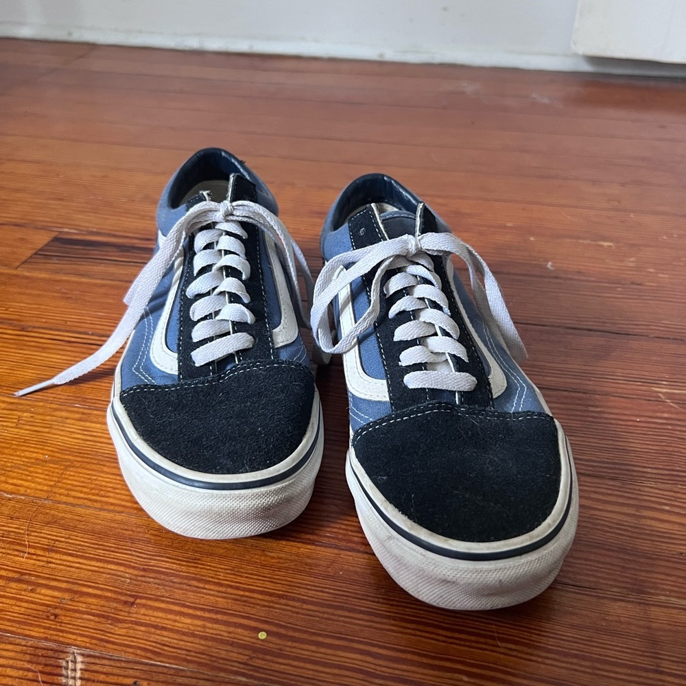 Vans Old Skool Black and Blue Sneakers with Suede and Canvas Upper W8 M6.5